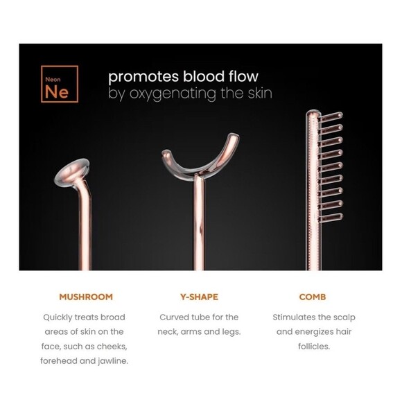 Pure Daily Care NuDerma Professional Ne+Ar Skin Therapy Wand w 6 Fusion Used - Picture 14 of 15